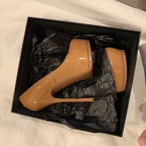 YSL 208786 Triptoo 105 Platform Pump, Nude Sz 39.5